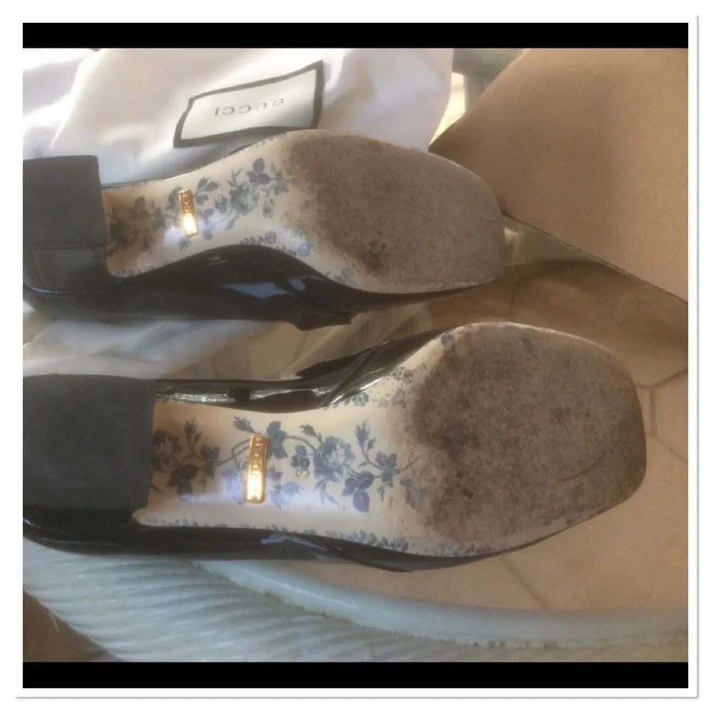 Gucci Double G Logo Victoire Patent Leather Low Block Heel size 35(5) - Picture 11 of 11